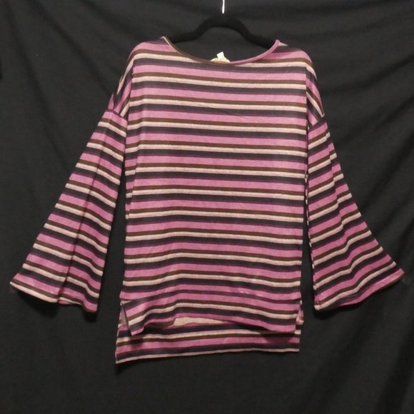 WEEKEND by SUZANNE BETRO | small | Striped Long Sleeve Scoop Neck Shirt | NWOT - Picture 1 of 16